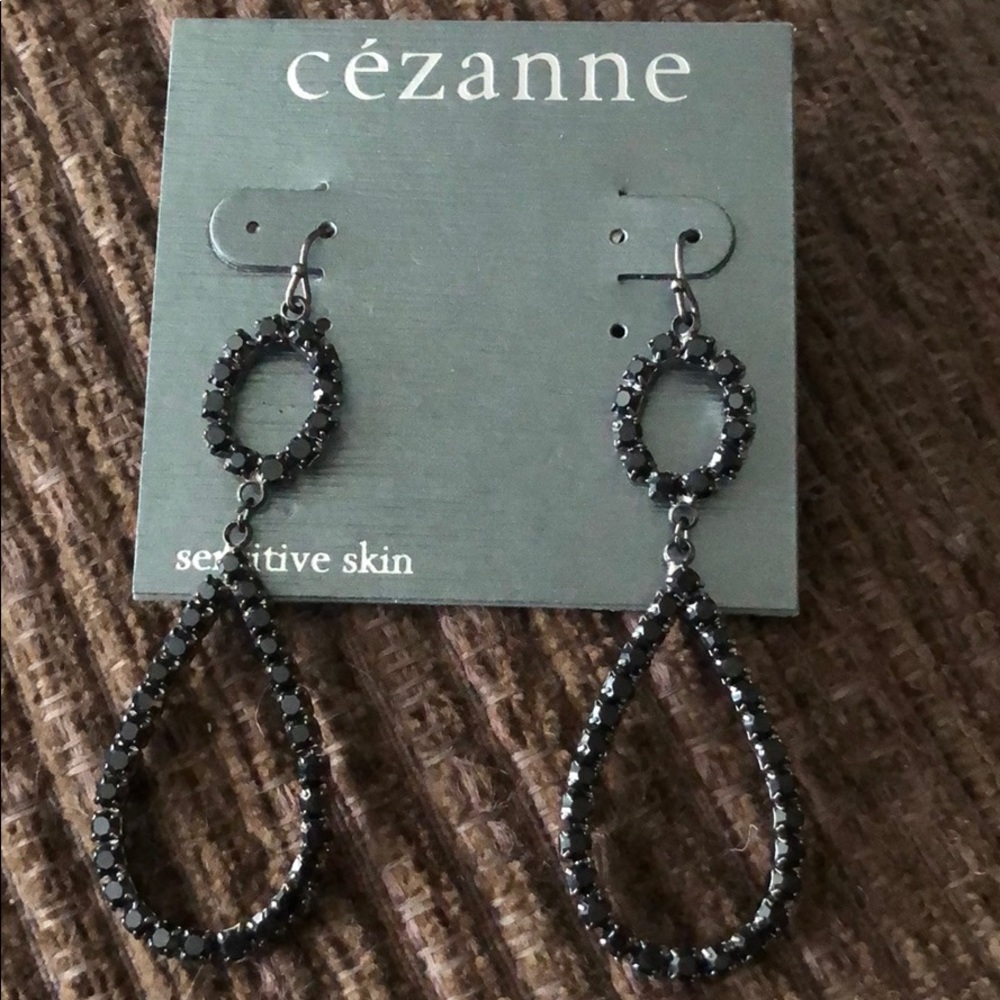 NEW-Cezanne Black Sparkle Earrings